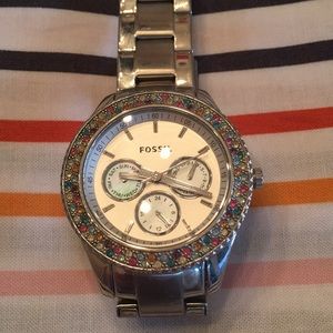 Fossil Watch - Multi colored gem